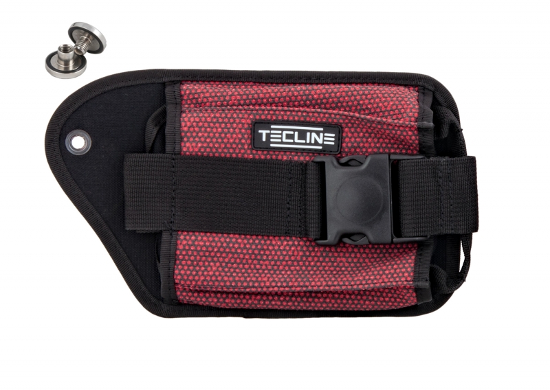 Poche a plombs DOUBLE DROITE KEVLAR ROUGE, boulon inclus