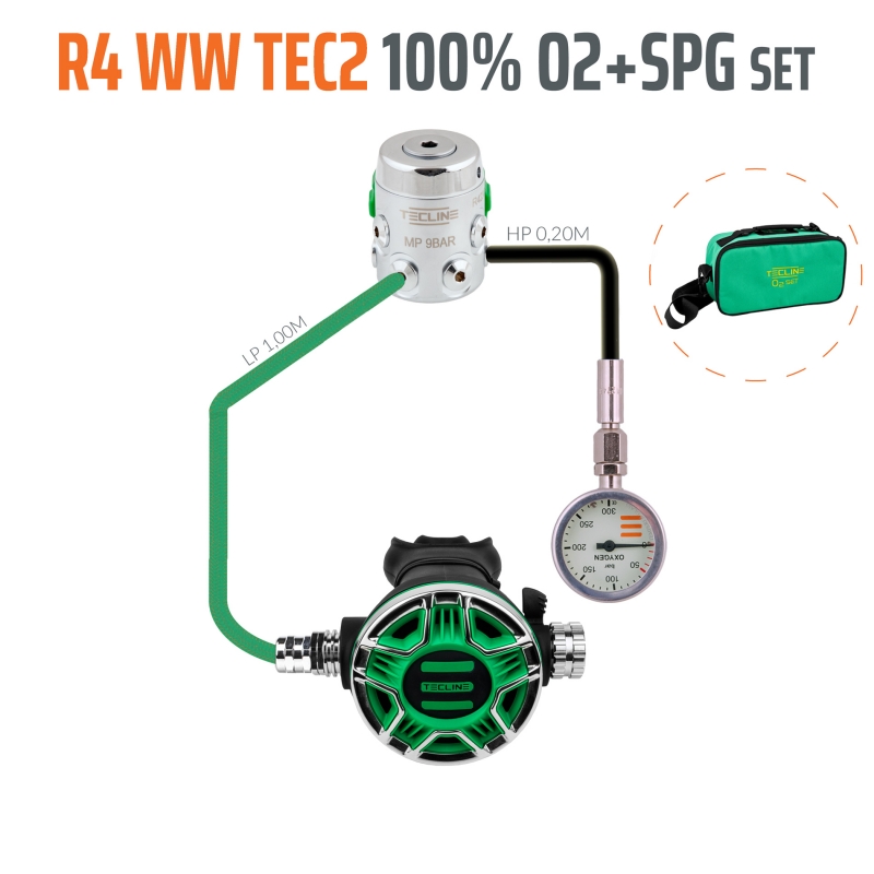Regulator R4 WW TEC2 100% O2 M26x2, with SPG stage set - EN250A > 10°C