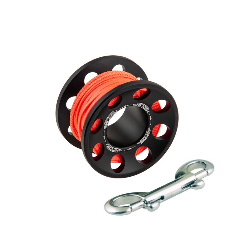 Spool alu  15 m, with SS 90 mm snap  NOIR