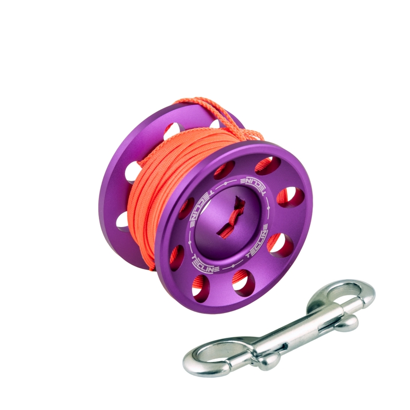 Spool alu  15 m, with SS 90 mm snap  MAUVE