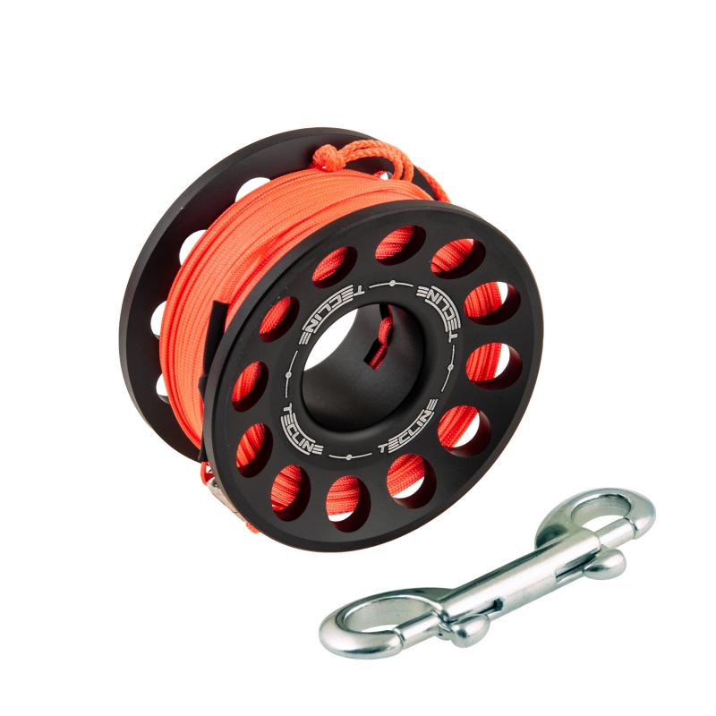 Spool alu  30 m, with SS 90 mm snap  NOIR