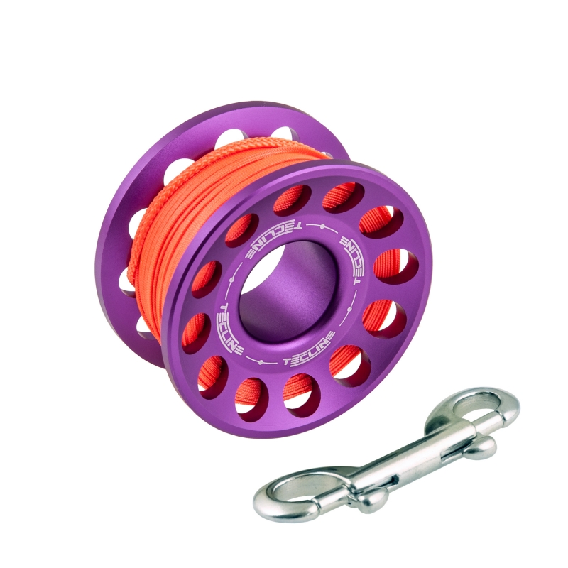 Spool alu  30 m, with SS 90 mm snap  MAUVE